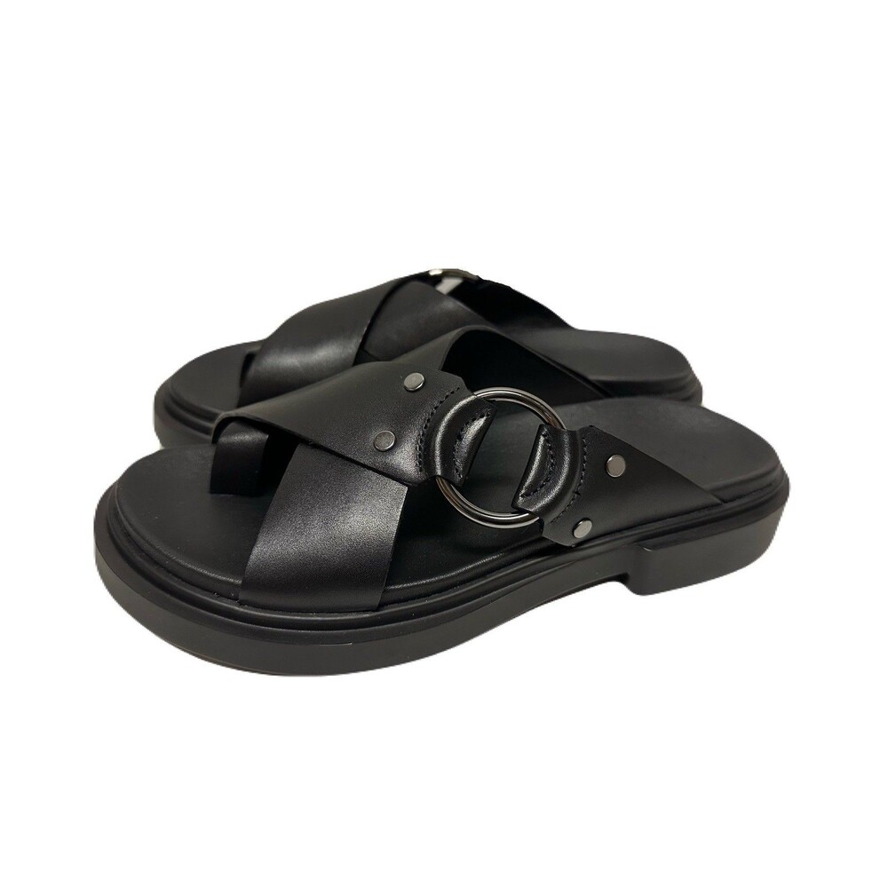 NEW Ecco Womens Size 6-6.5 / 37 Black Leather Ring Metropole Seoul Sandals $140 - Picture 2 of 8